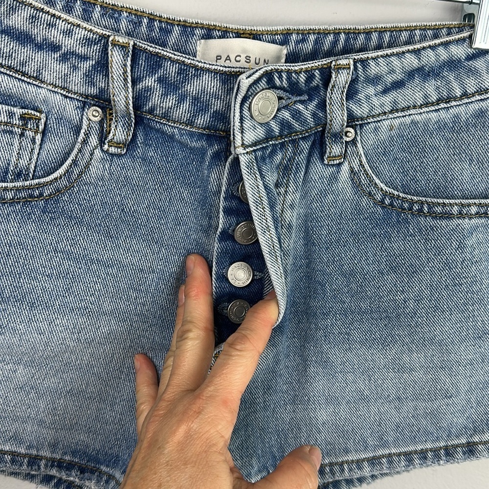 PacSun Bundle Sz 23 High Rise Festival Jean Shorts Mom Black Denim Cuffed Cotton - Picture 8 of 16